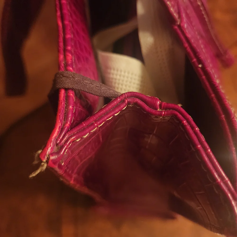 Liz Claiborne Deep Red Croc-Embossed Tote